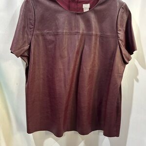 Chico's Deep Burgundy faux leather top NWOT